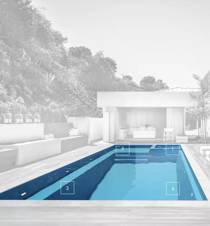 The Intrigue fiberglass pool's range of features
