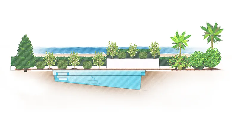 ArchRender_Aria-BottomHalf Aviva Pools The Aria fiberglass pool profile